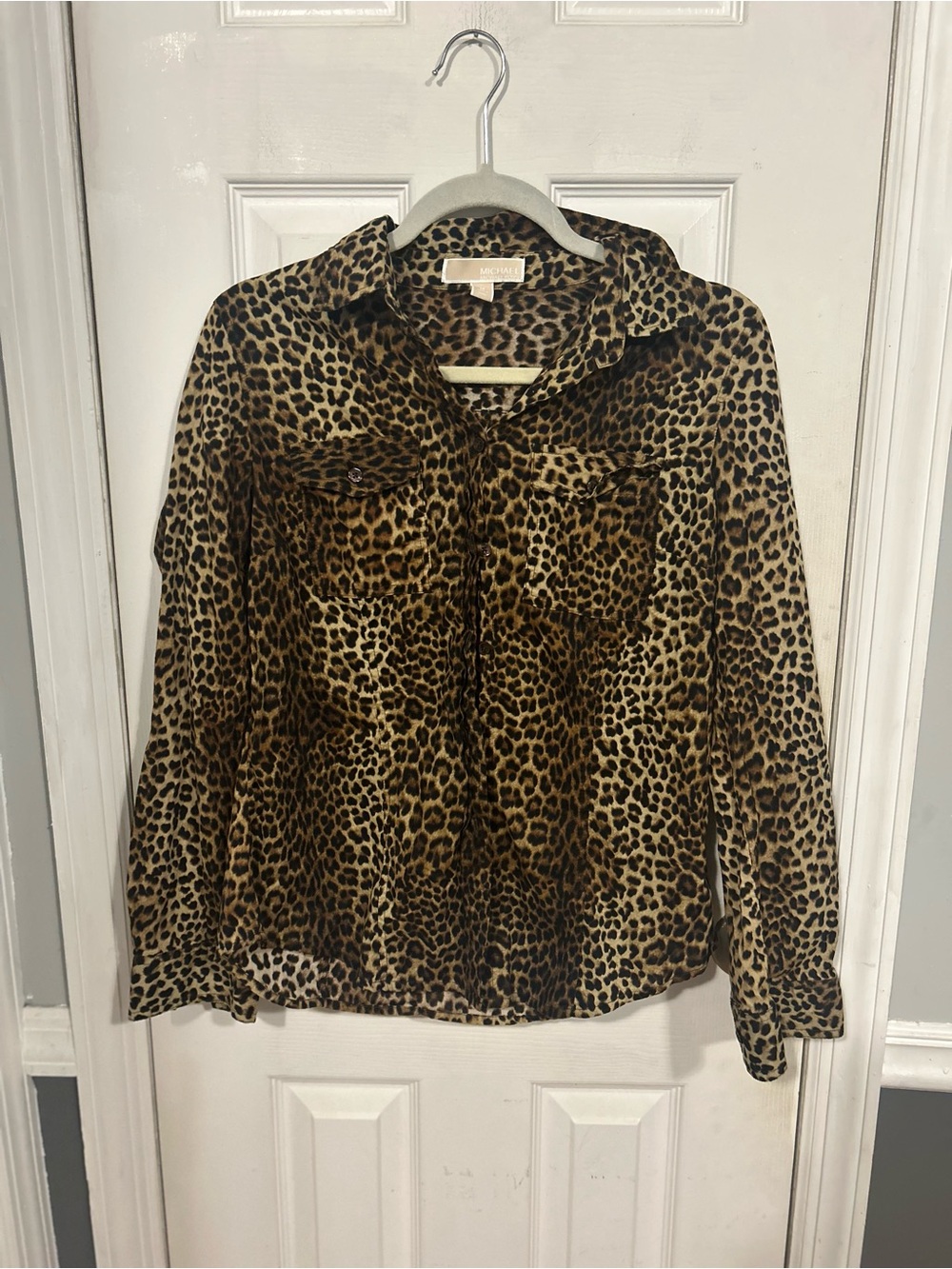 Michael Kors Leopard Print Button Down Shirt